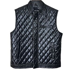 Stone Falcon Wms Sz Med Black Full Zip Light Quilted Puffer Vest